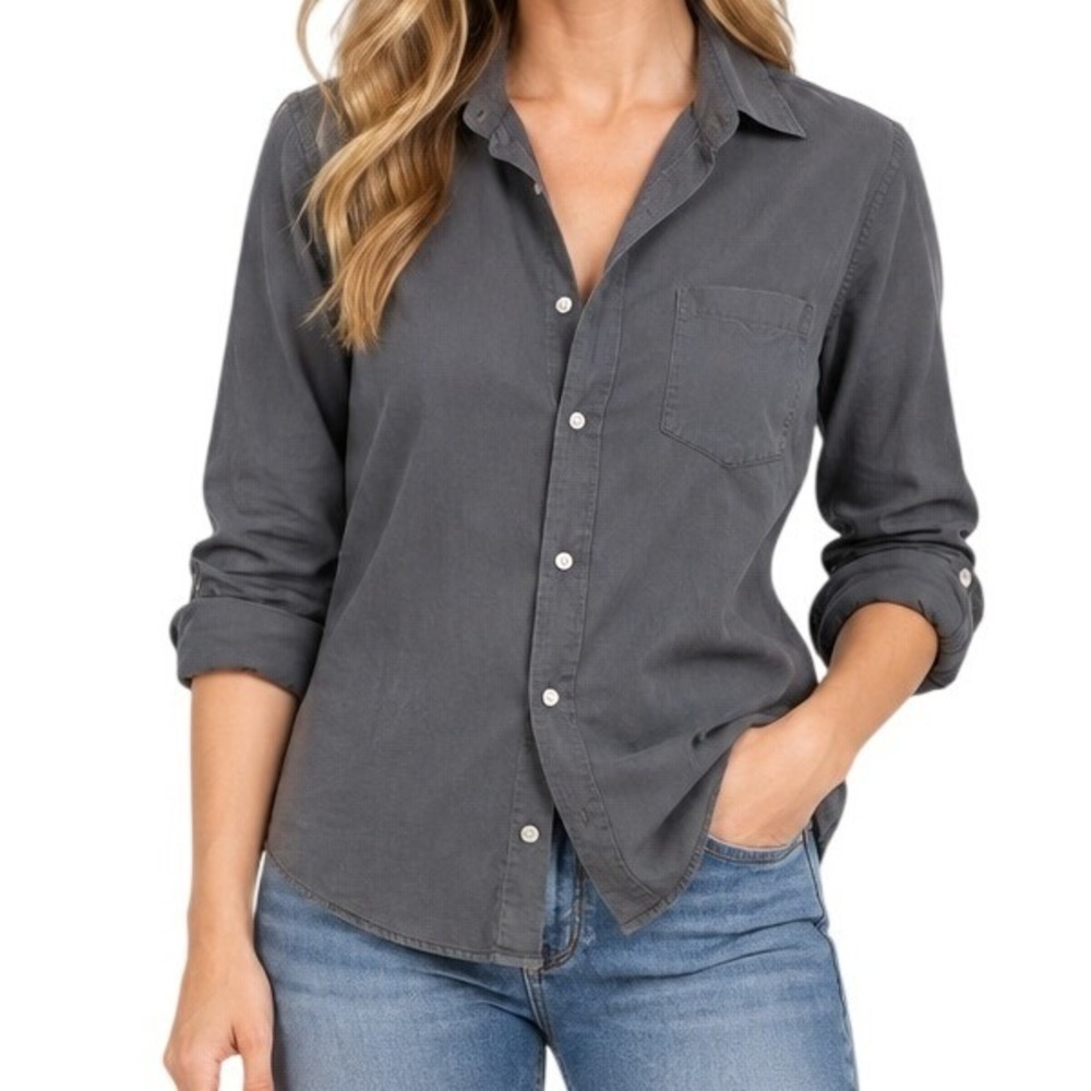 Frank & Eileen Charcoal Gray Barry Button Up Shirt Women's XS